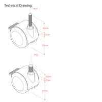 Premium Bed/ Furniture Twin Wheel Castors WITH Brake Designed for Hard Flooring  - Various Fittings