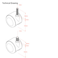 Premium Bed/ Furniture Twin Wheel Castors WITHOUT Brake Designed for Hard Flooring  - Various Fittings