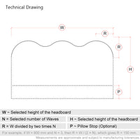 Ripley | 4ft 6 UK Double | Waved | Upholstered Headboard