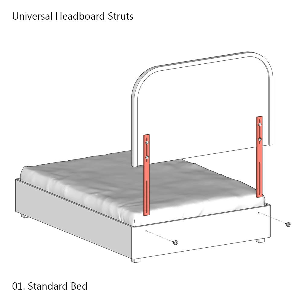 Universal Premium Solid Beech Headboard Struts 760mm (Pair)
