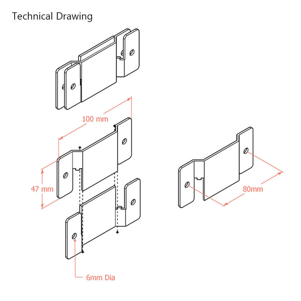 Universal Headboard Wall Mounting Brackets - Plate Fittings (complete set of 4)