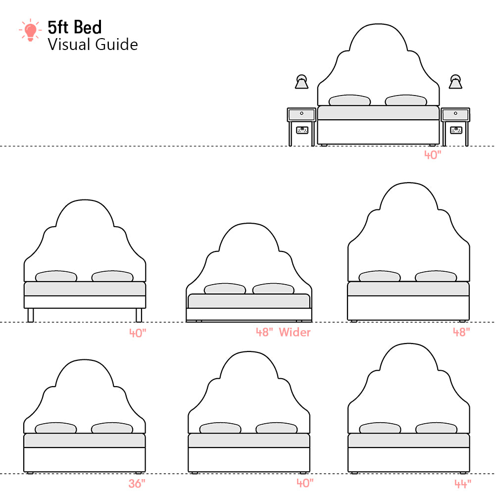 Westwood | UK King 5ft | Tiered Arch | Shaped Upholstered Headboard