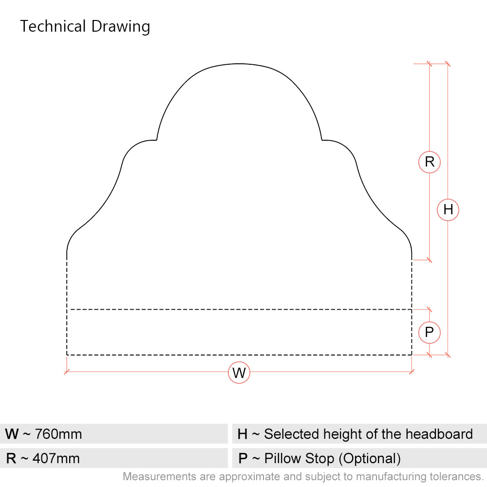 Westwood | 2ft 6 Small Single | Tiered Arch | Shaped Upholstered Headboard