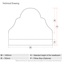 Westwood | European Double 140cm | Tiered Arch | Shaped Upholstered Headboard