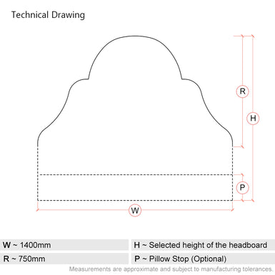 Westwood | European Double 140cm | Tiered Arch | Shaped Upholstered Headboard