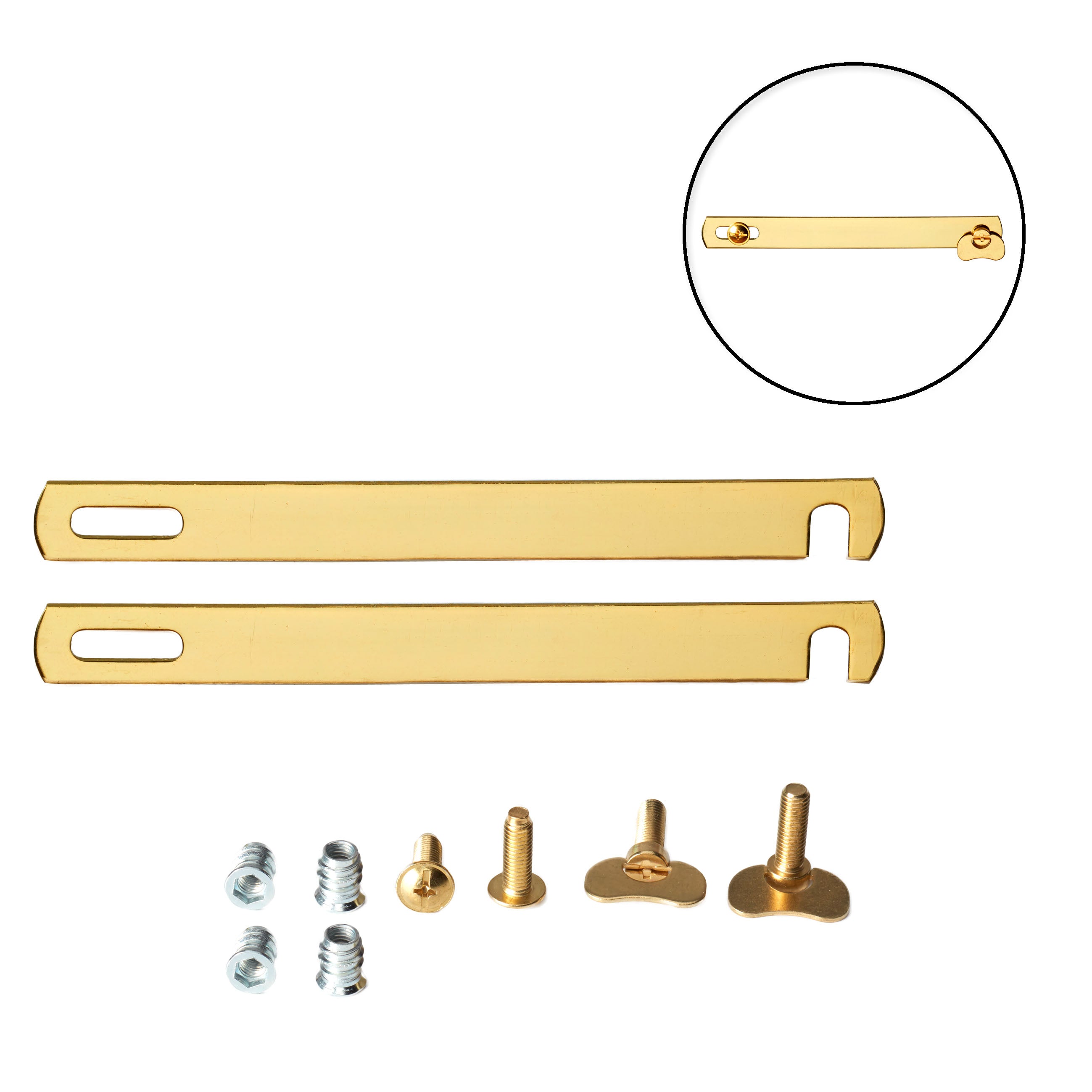 220mm Brass Plated Divan Bed Linking Bars Kit