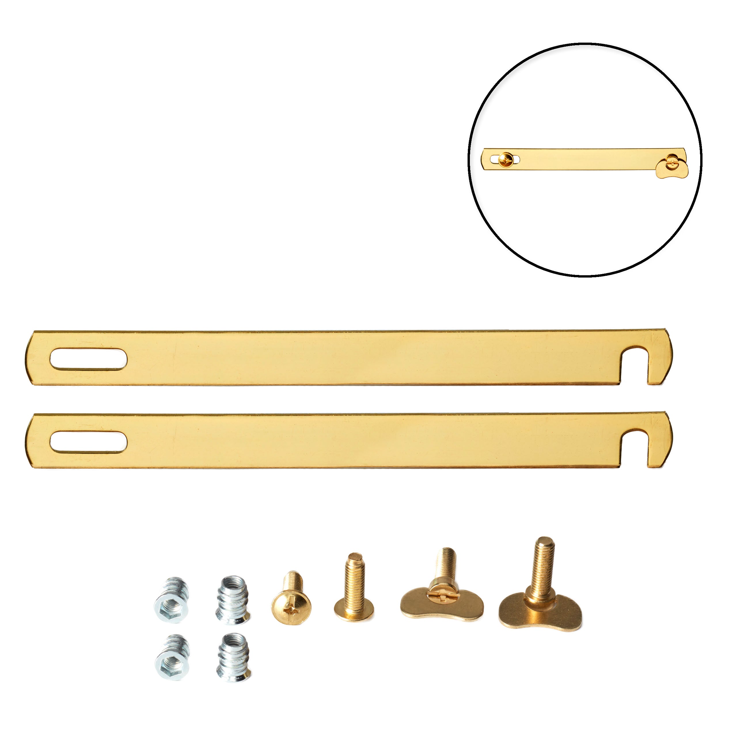 245mm Brass Plated Divan Bed Linking Bars Kit