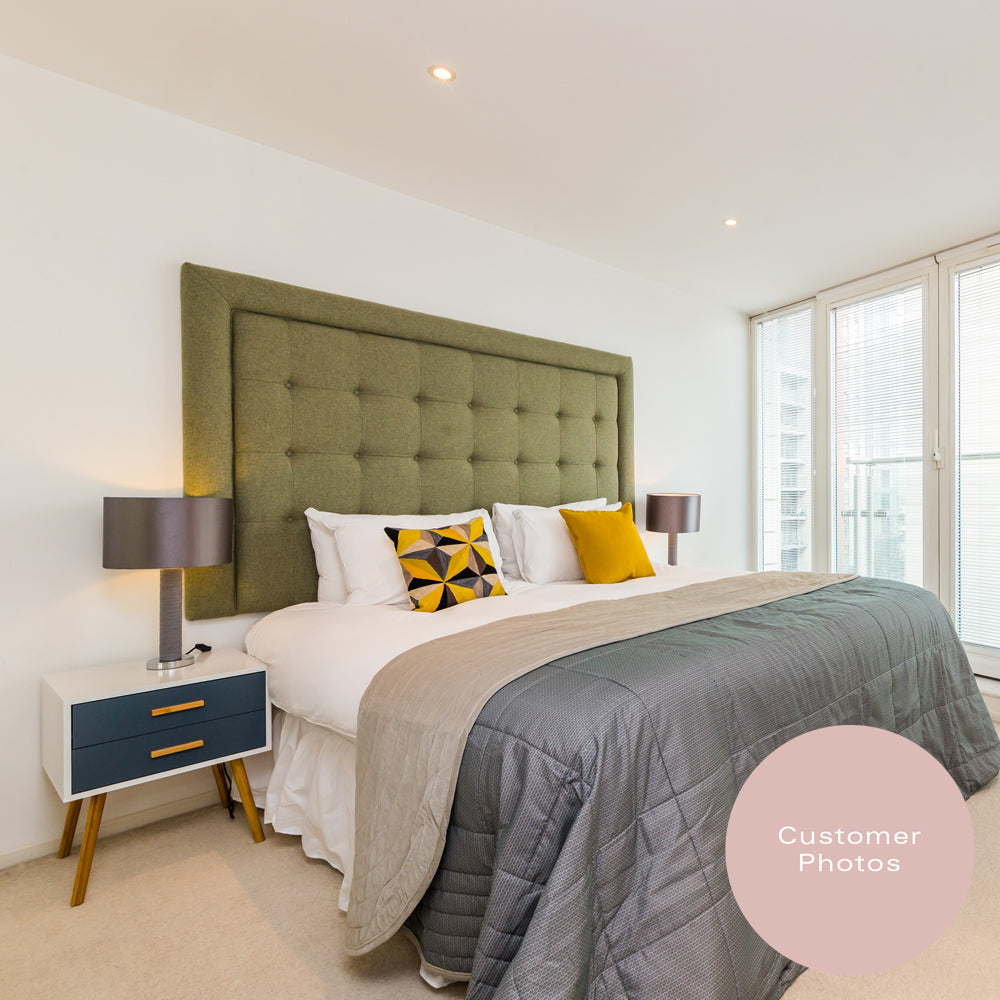 Dufton | Single 3ft | Buttoned Squares with Piped Border | Upholstered Headboard