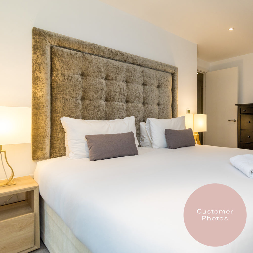 Dufton | Small Double 4ft | Buttoned Squares with Piped Border | Upholstered Headboard