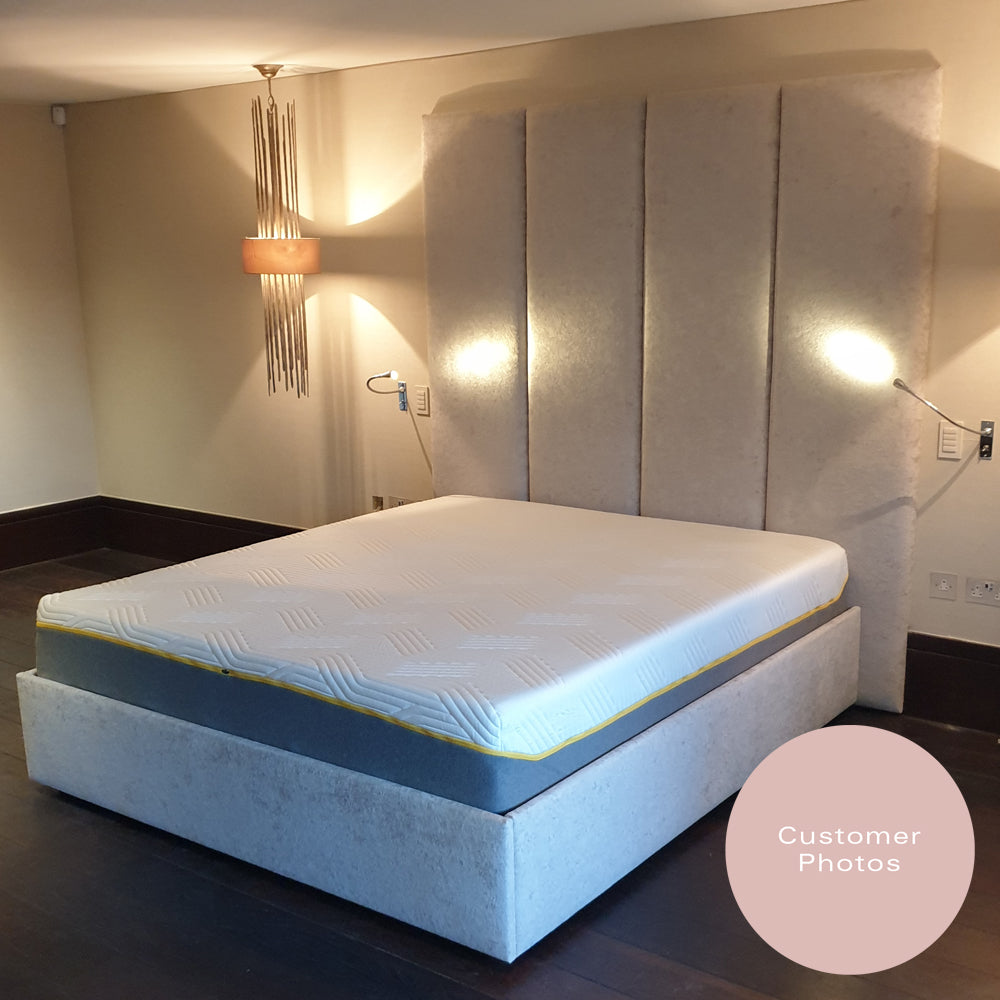 Kendal | UK Double 4ft 6 | Vertical Four-Flutes | Upholstered Headboard